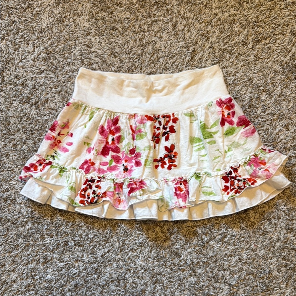 Floral White Skirt